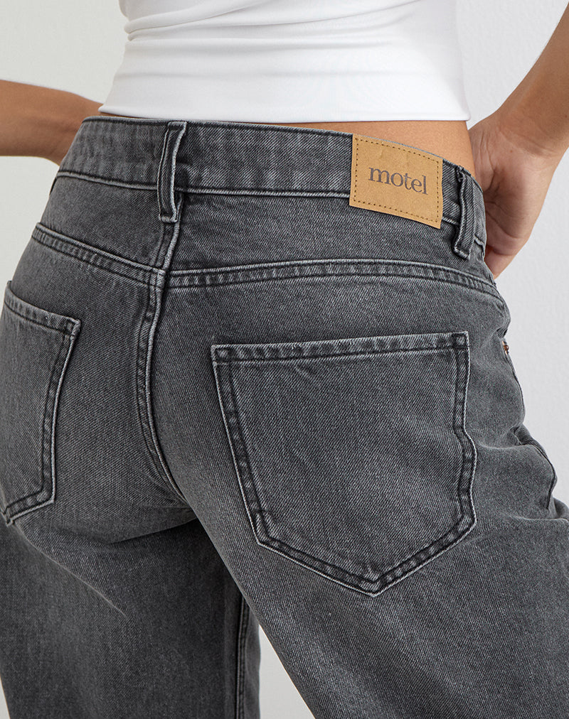 Low Rise Slouchy Flare Jeans in Washed Black Grey - Image 3