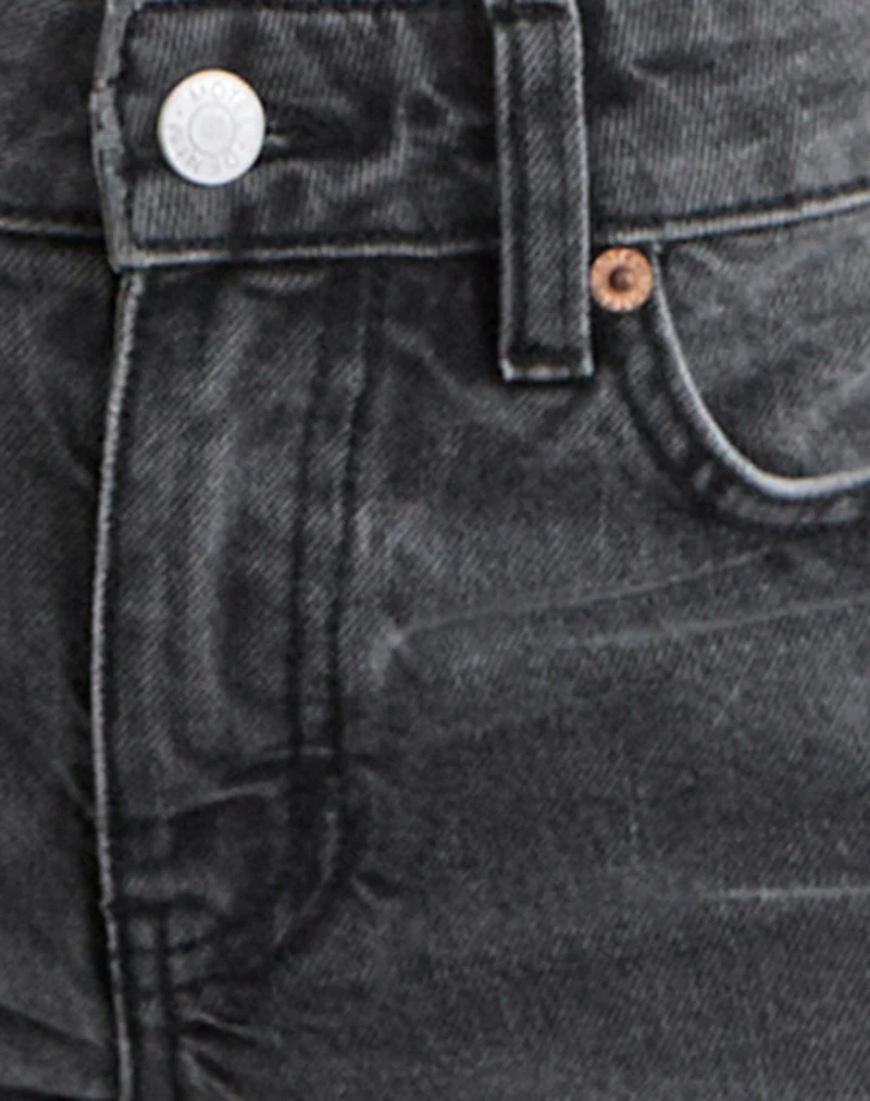 Low Rise Slouchy Flare Jeans in Washed Black Grey - Image 7