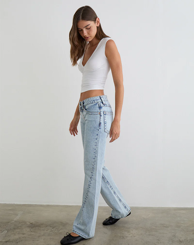Low Rise Twisted Seam Jeans in 80's Blue Wash - Image 2