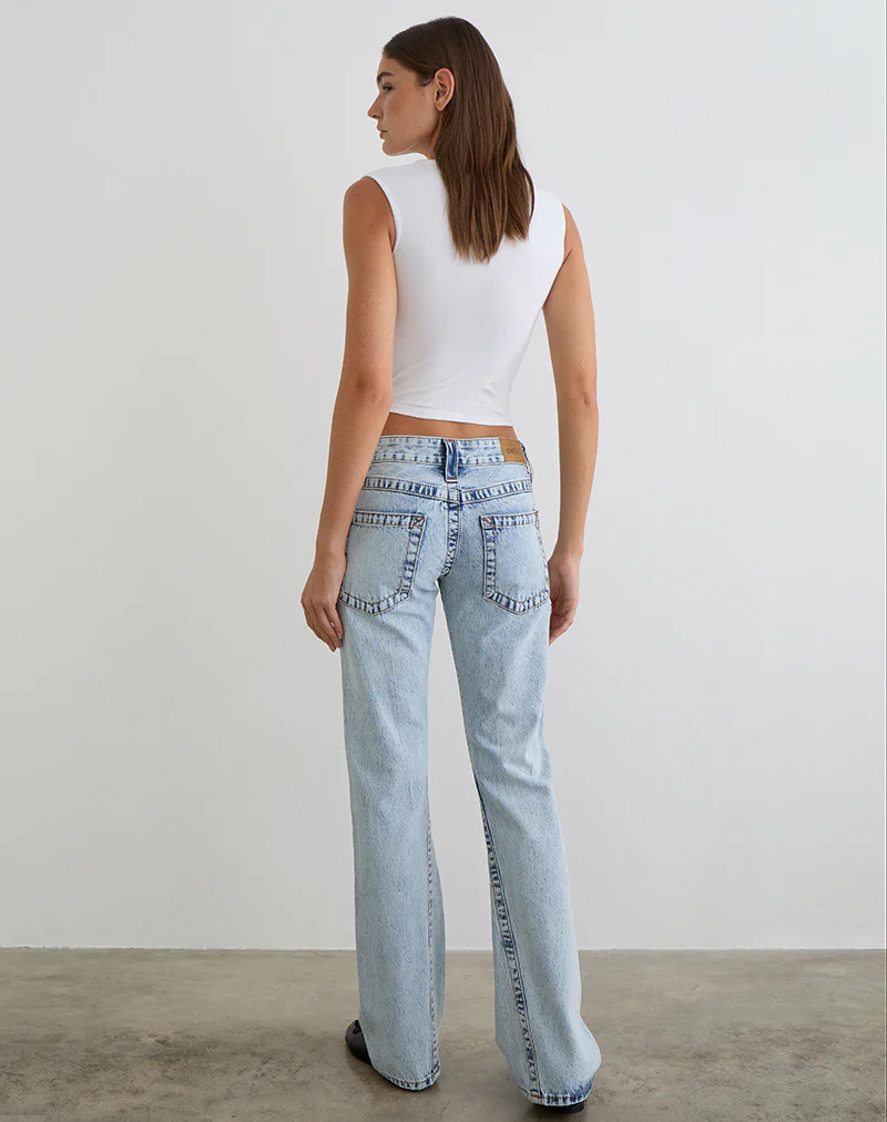 Low Rise Twisted Seam Jeans in 80's Blue Wash - Image 7