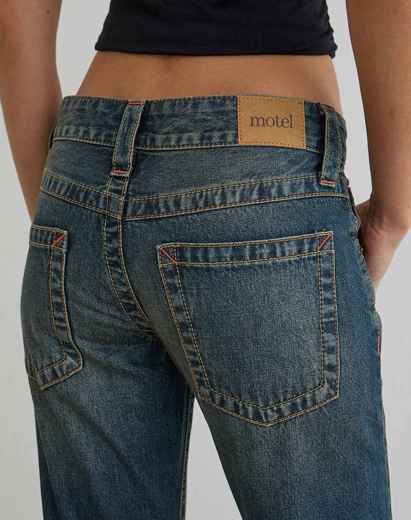 Low Rise Twisted Seam Jeans in Dirty Green - Image 3