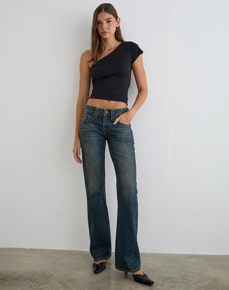 Low Rise Twisted Seam Jeans in Dirty Green - Image 5