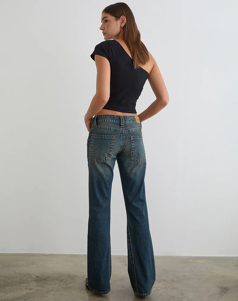 Low Rise Twisted Seam Jeans in Dirty Green - Image 6