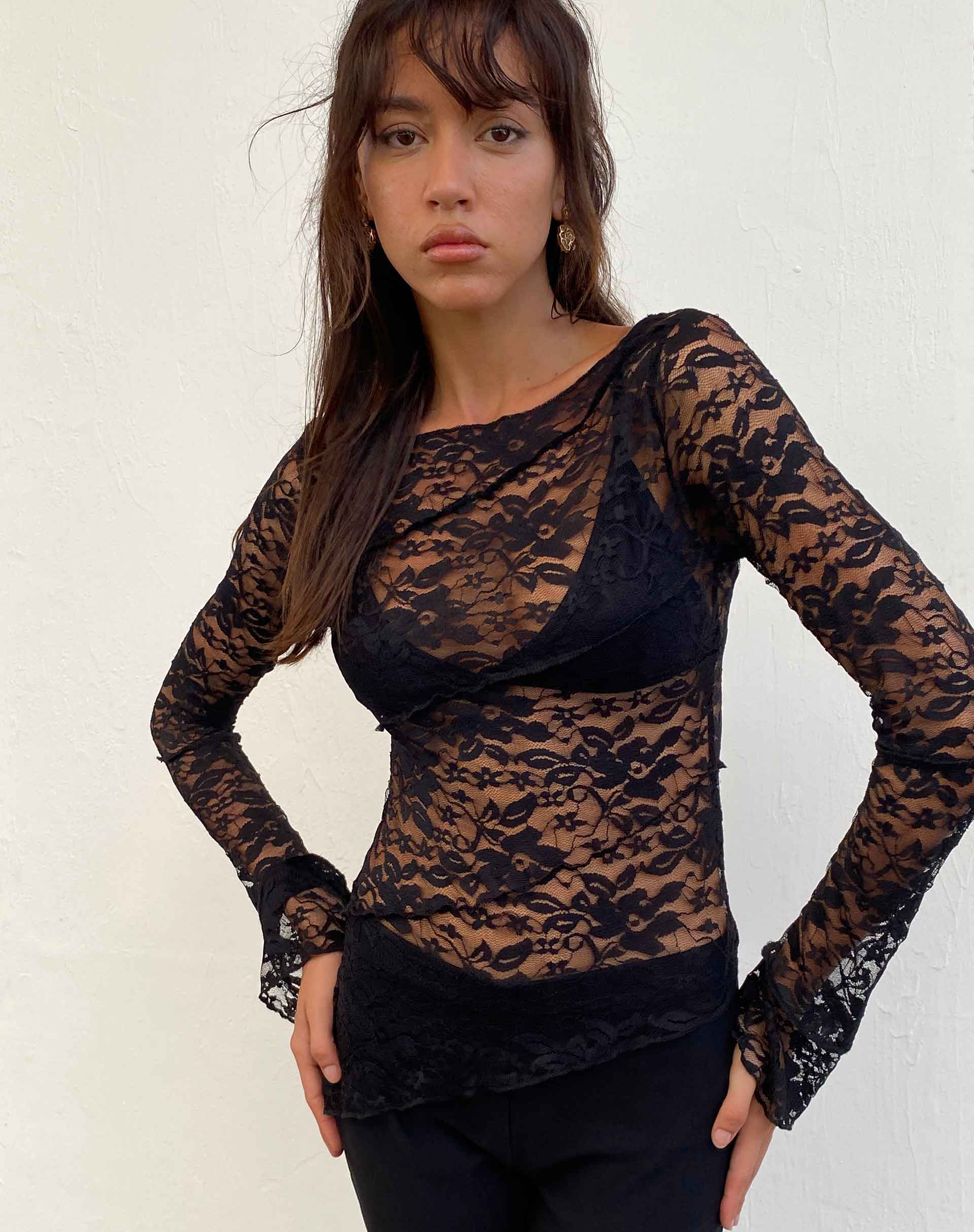 Lubica Long Sleeve Top in Lace Black - Image 2