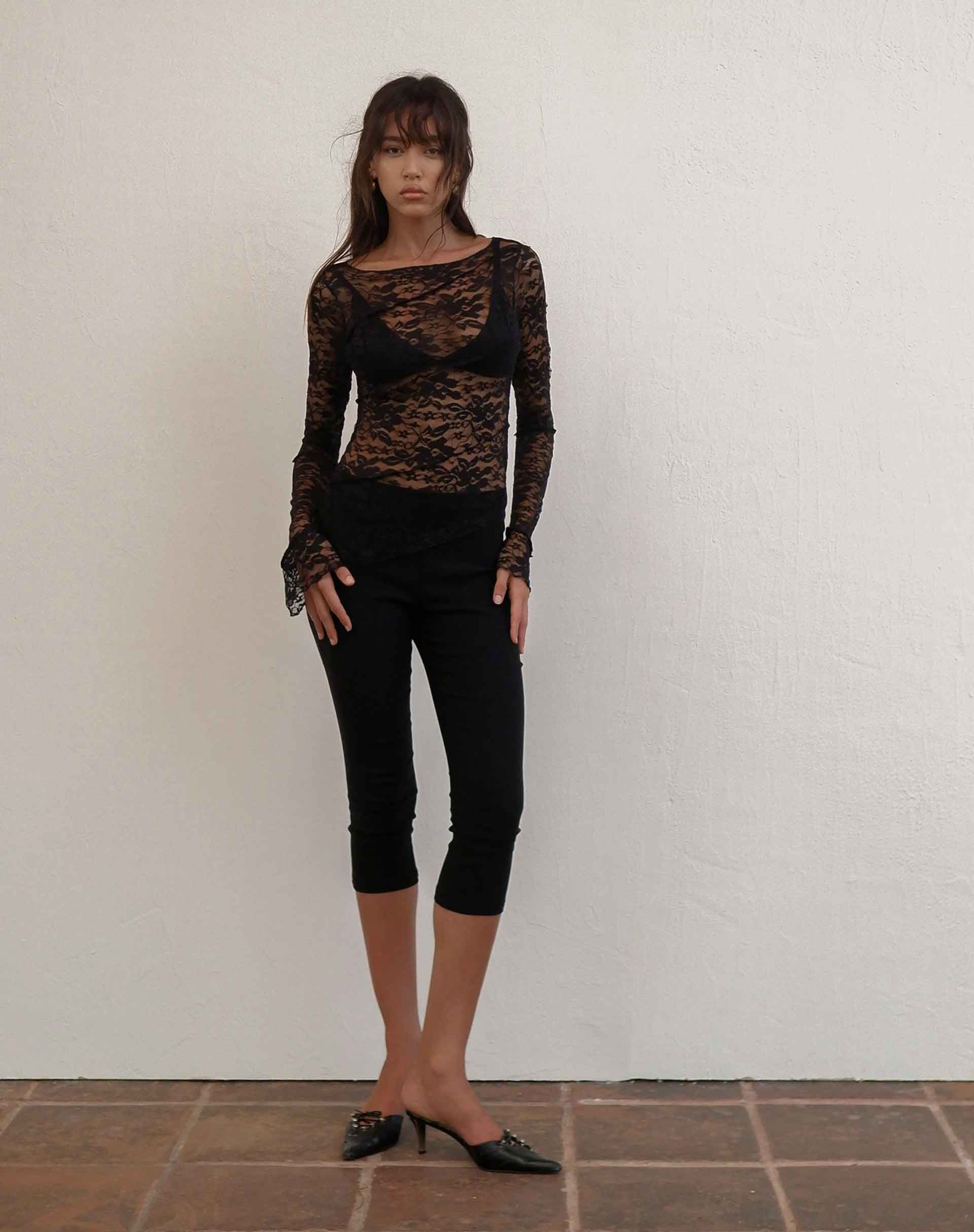 Lubica Long Sleeve Top in Lace Black - Image 3