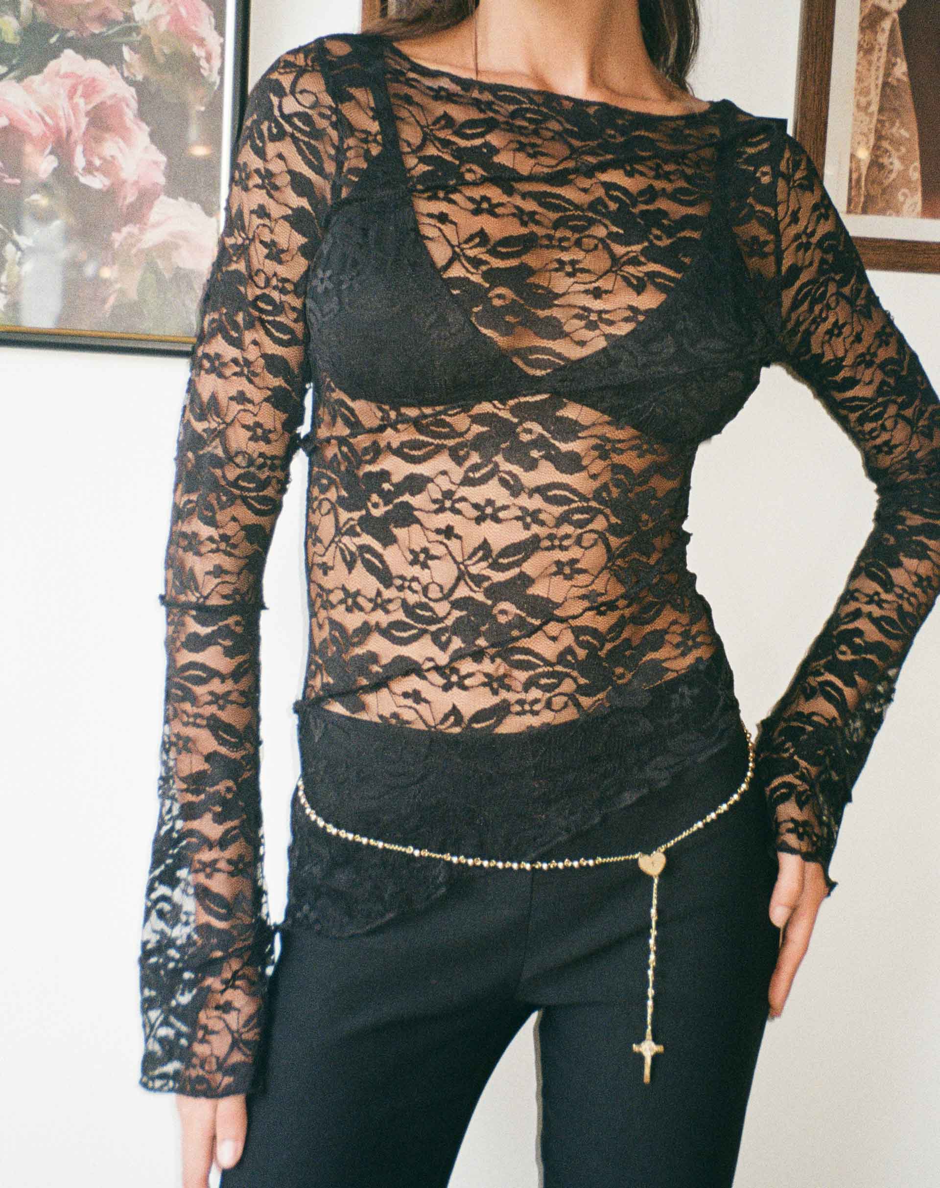 Lubica Long Sleeve Top in Lace Black - Image 6