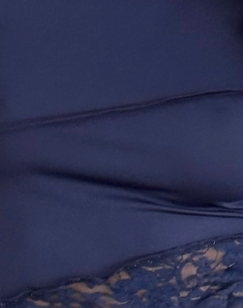 Lucca Long Sleeve Top in Slinky Lace Navy Blue - Image 4
