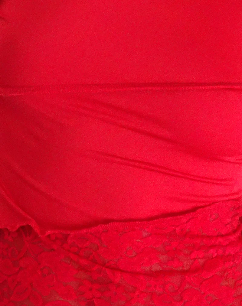 Lucca Long Sleeve Top in Slinky Lace Red - Image 6