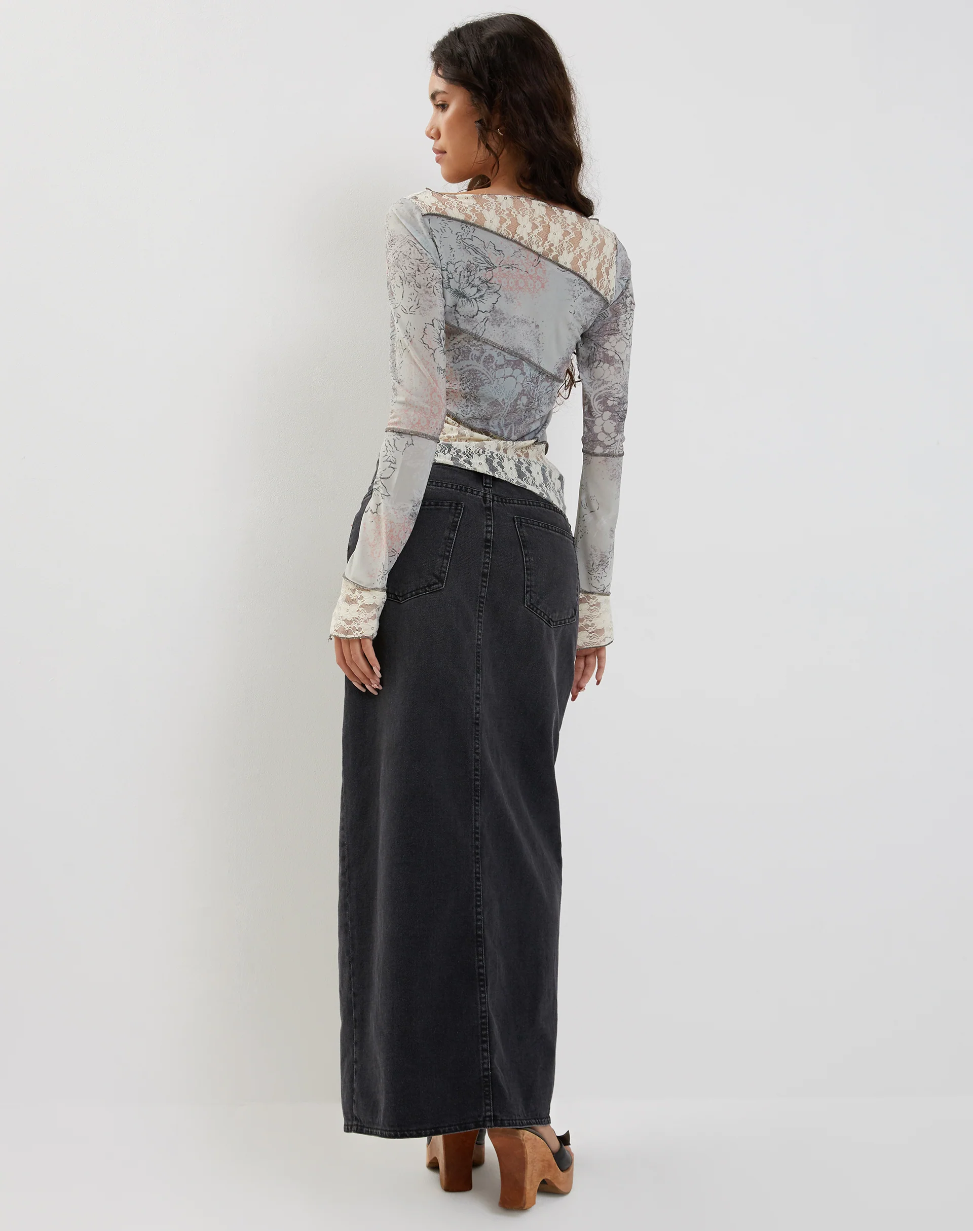 Lucca Long Sleeve Top in Lace Pastel Floral - Image 3