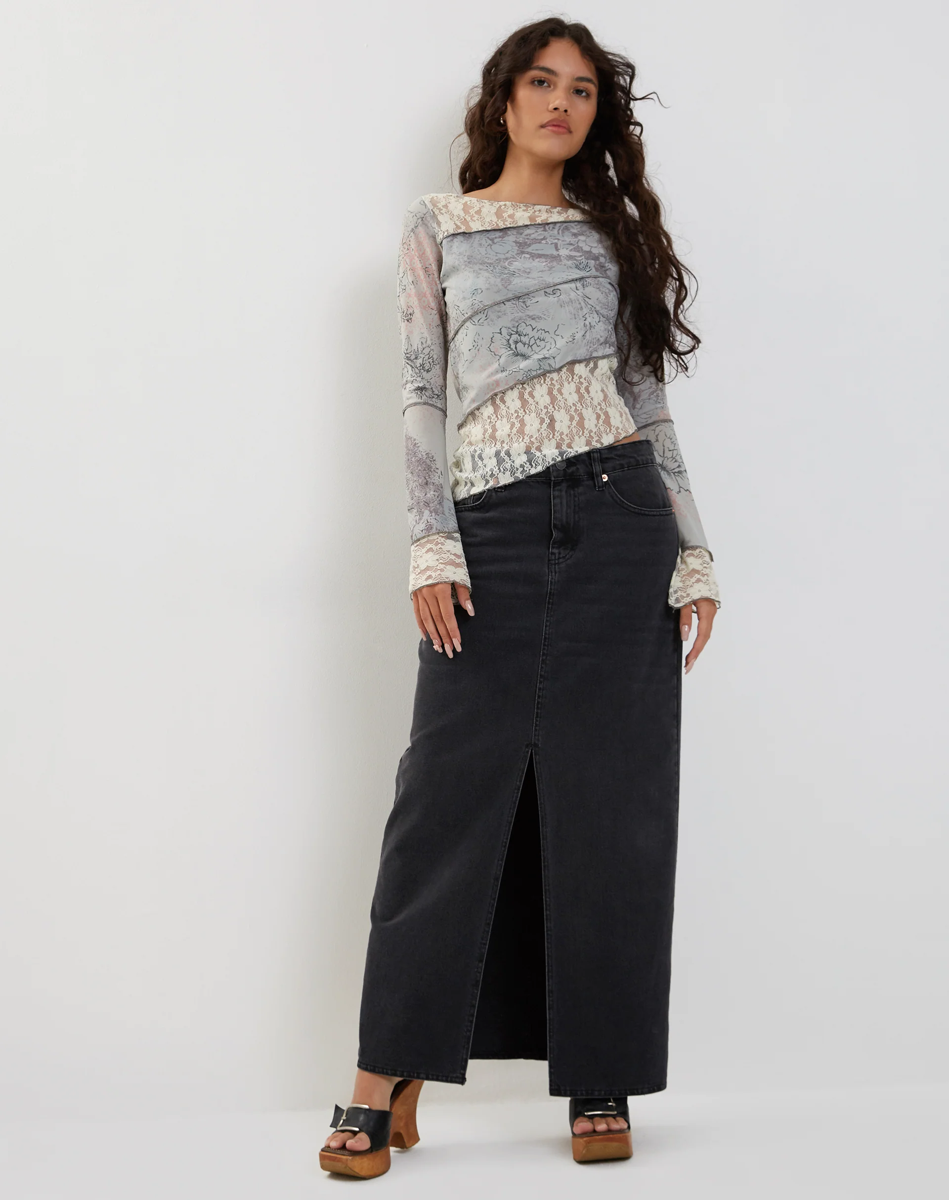 Lucca Long Sleeve Top in Lace Pastel Floral - Image 4