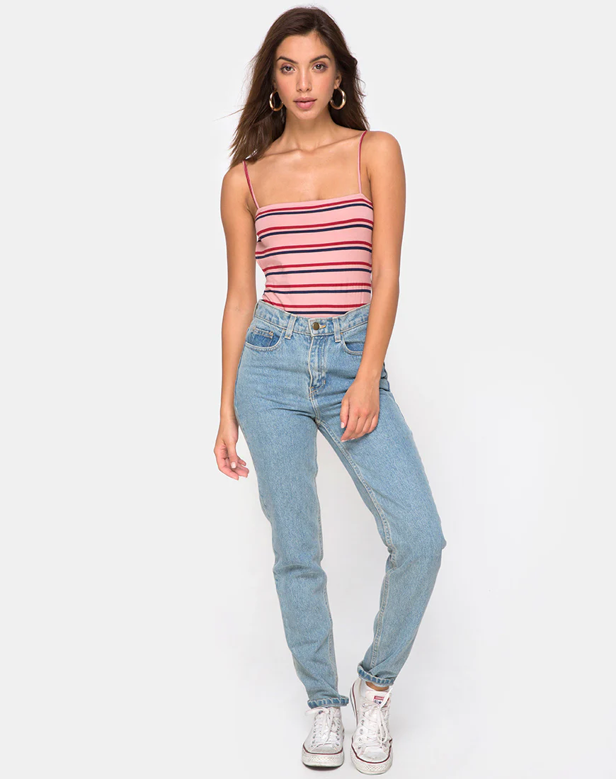 Lucia Bodice in 70's Stripe Pink Horizontal - Image 3