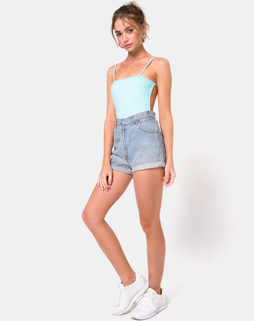 Lucia Bodice in Ribbed Powder Blue - Image 3