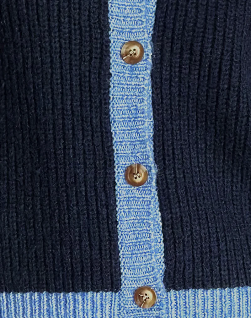 Luciana Cardigan in Contrast Navy - Image 6