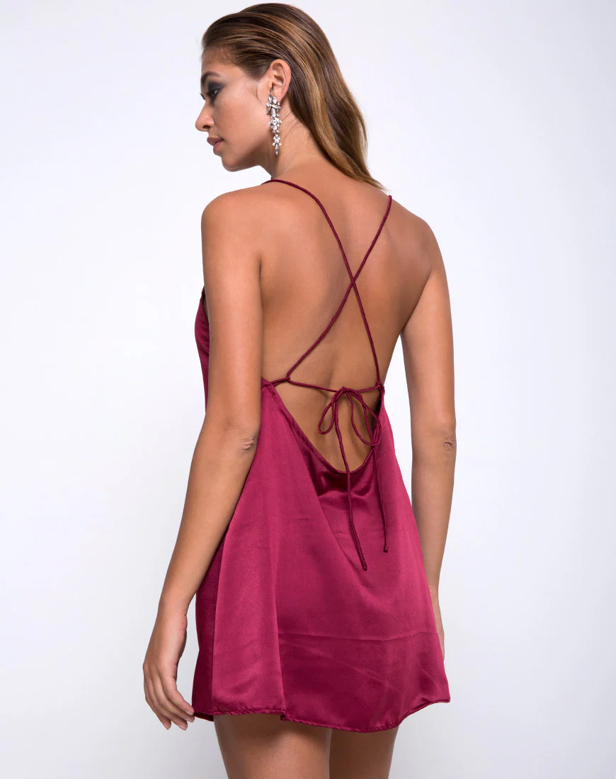 Lucille Slip Dress in Burgundy - Image 2
