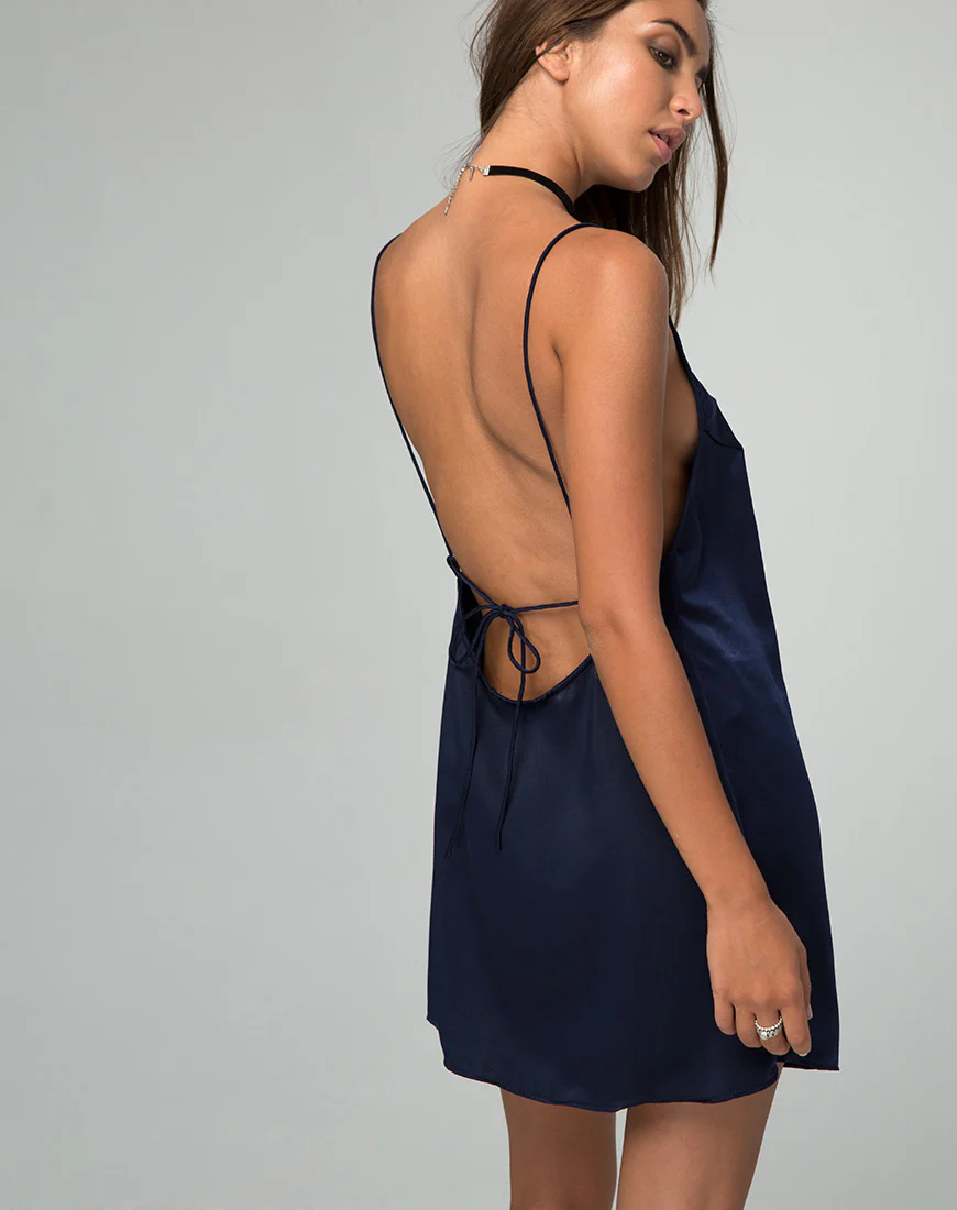 Lucille Slip Dress in Navy - Image 2