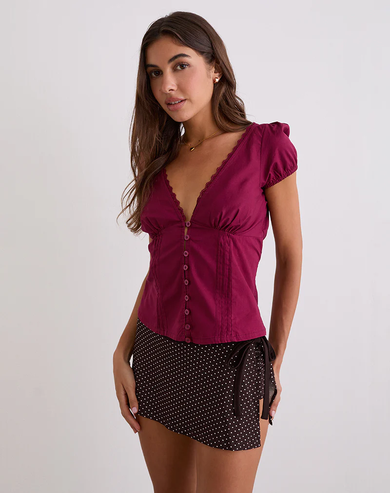 Luel Wrap Skort in Micro Polka Brown - Image 2