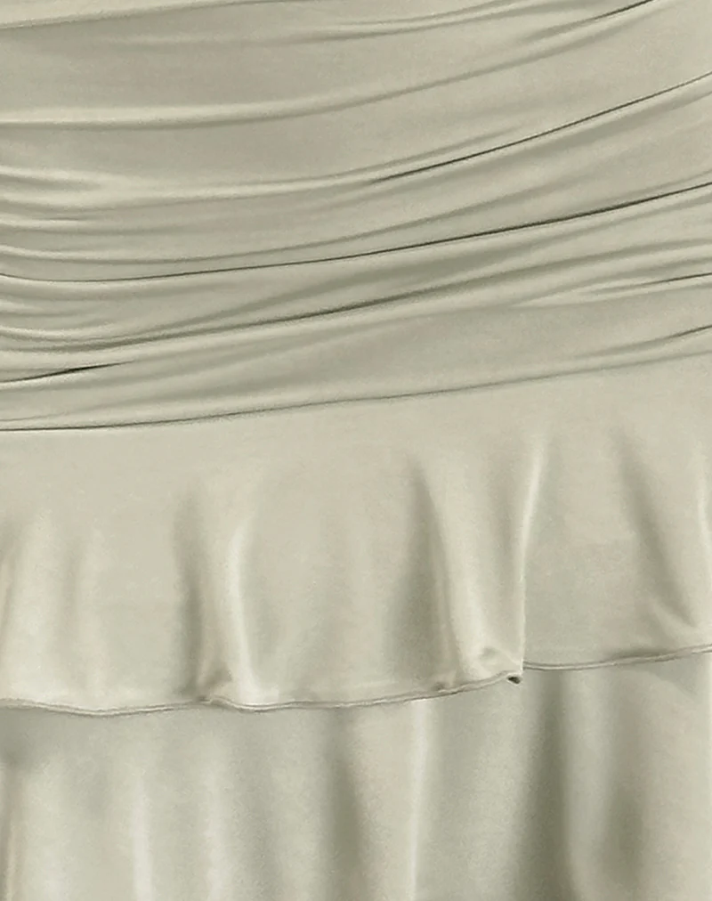 Luella Ruffle Mini Dress in Slinky Sage - Image 8