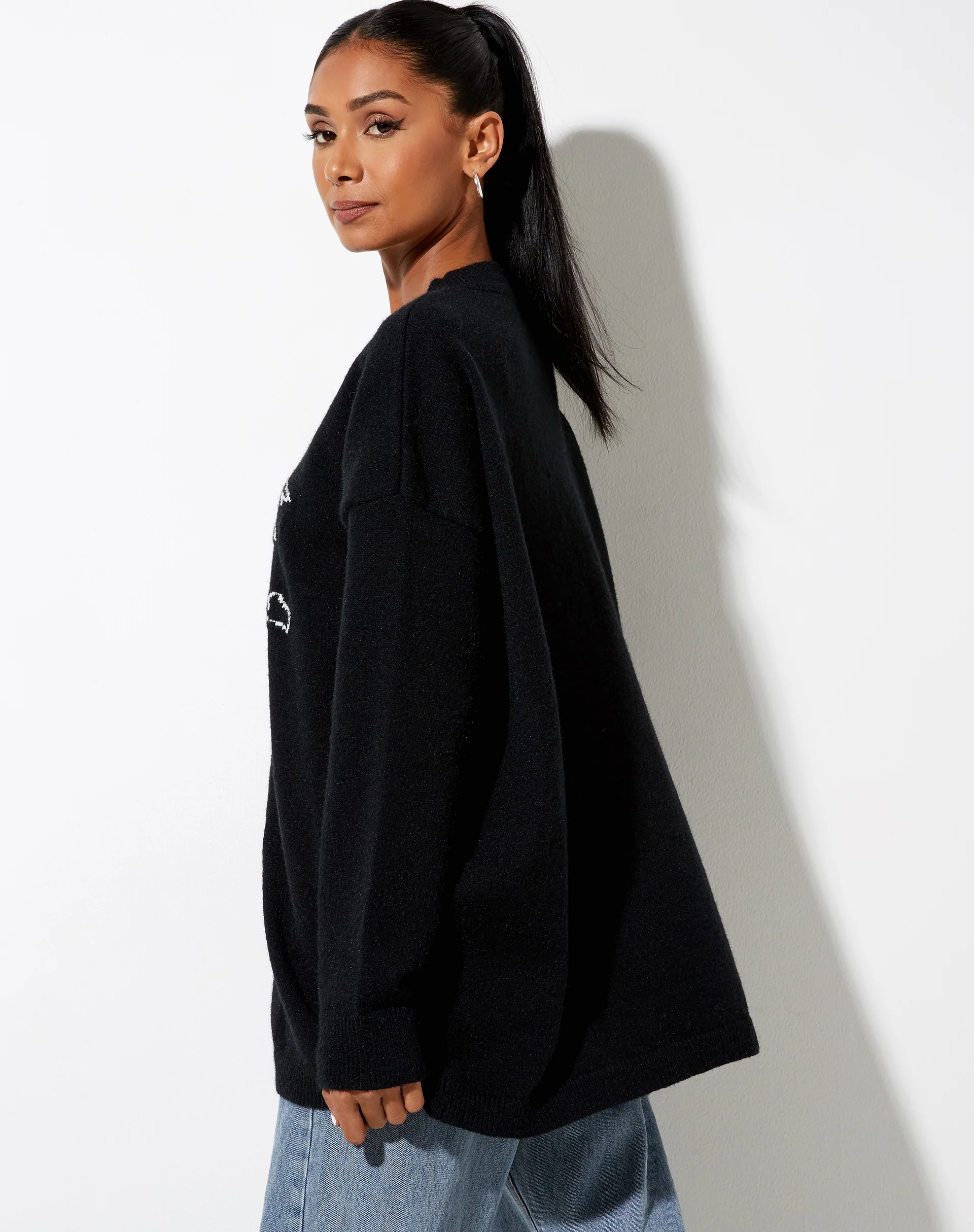 Lulees Jumper in Knit Black Cherub Ivory - Image 5