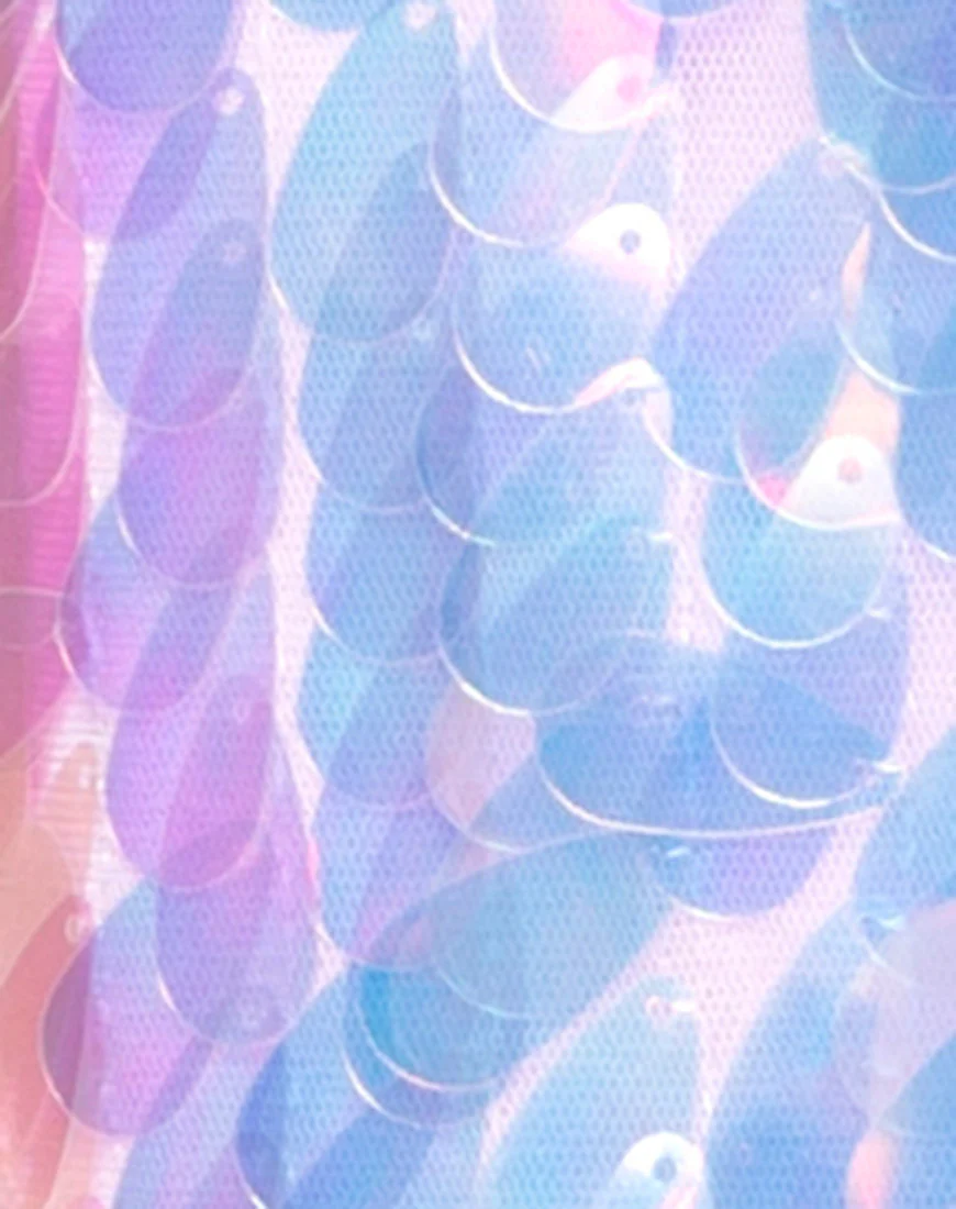 Luna Slip Dress in Opal Unicorn Sequin Pink - Image 5