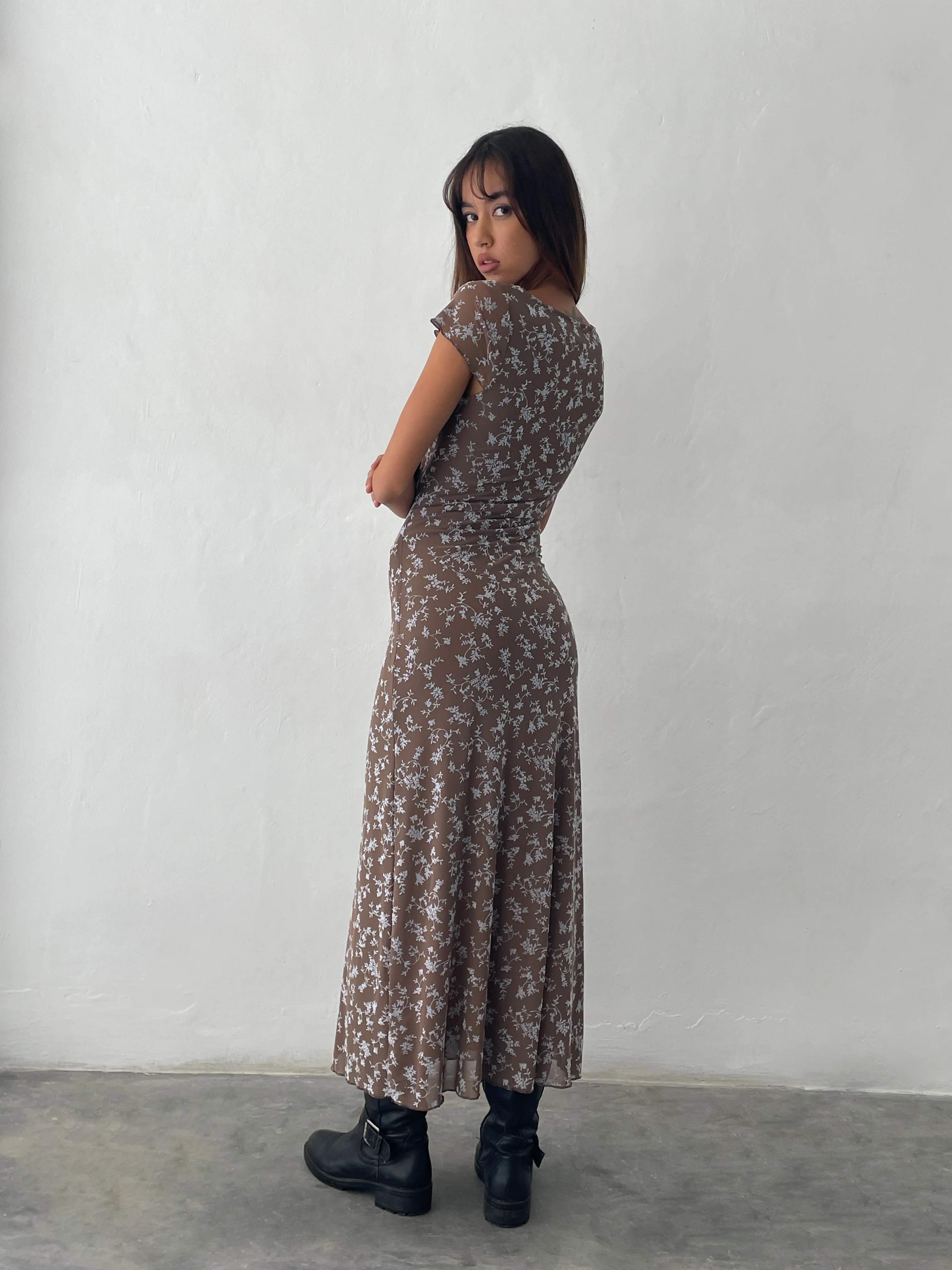 Lunama Midi Dress in Botanist Flock Dark Taupe - Image 4