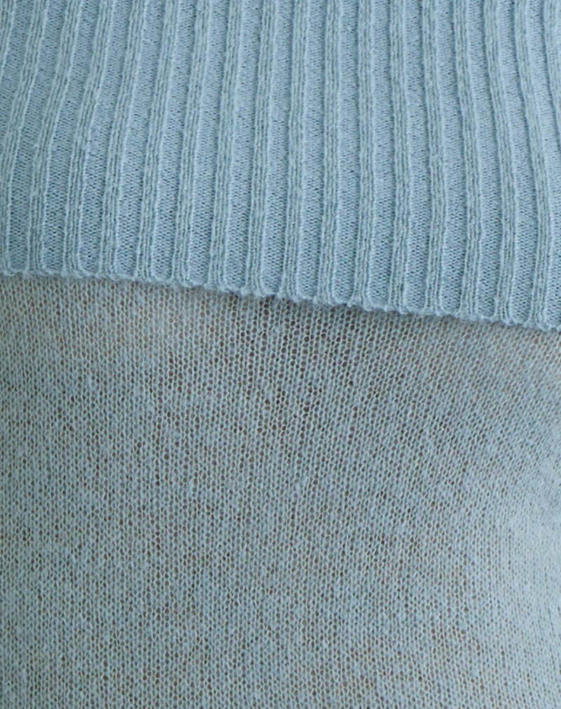 Lune Bardot Jumper in Knit Blue - Image 6