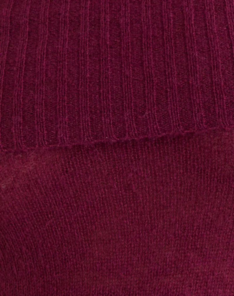 Lune Bardot Jumper in Knit Wine - Image 6