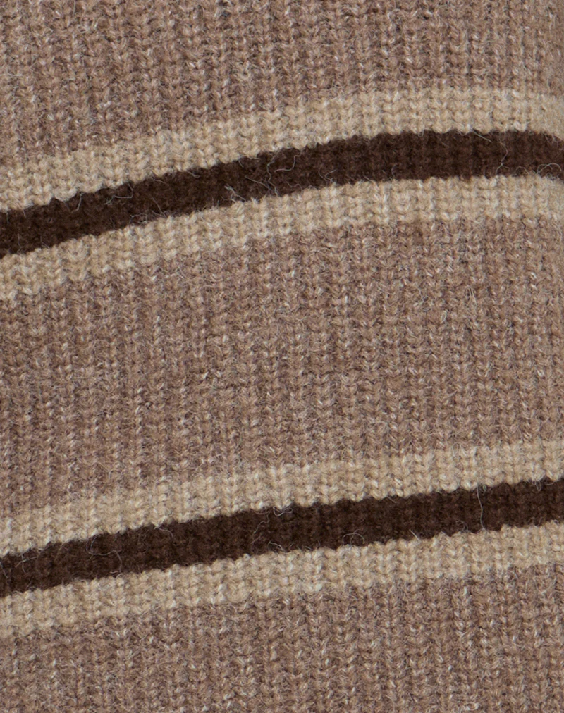 Lunet Knitted Jumper in Stripe Tonal Brown - Image 6