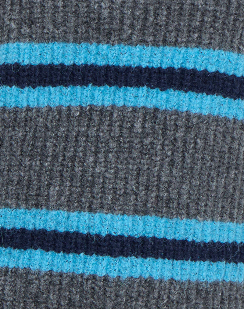 Lunet Knitted Jumper in Stripe Grey and Blue - Image 6