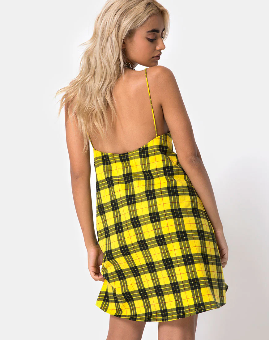 Lura Slip Dress in Winter Plaid Yellow - Image 4