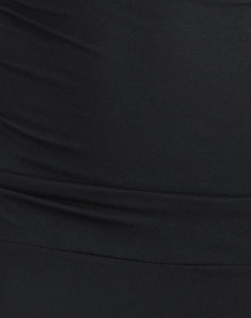 Luscian Plunge Mini Dress in Black - Image 7