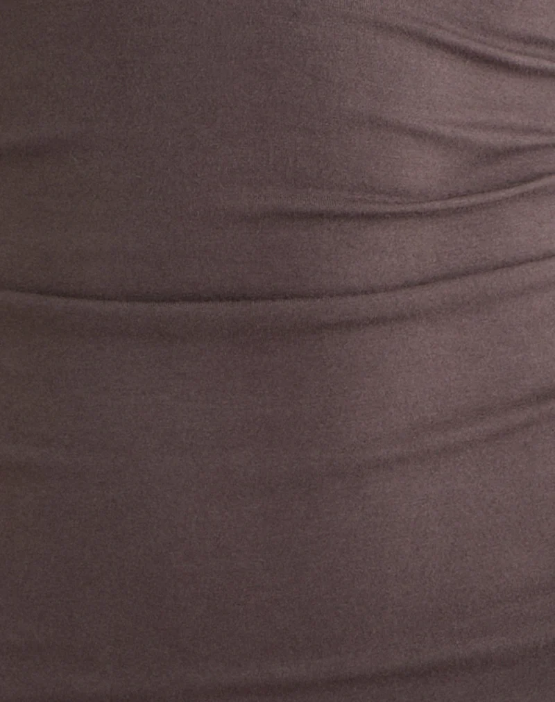 Luscian Plunge Mini Dress in Peppercorn - Image 7