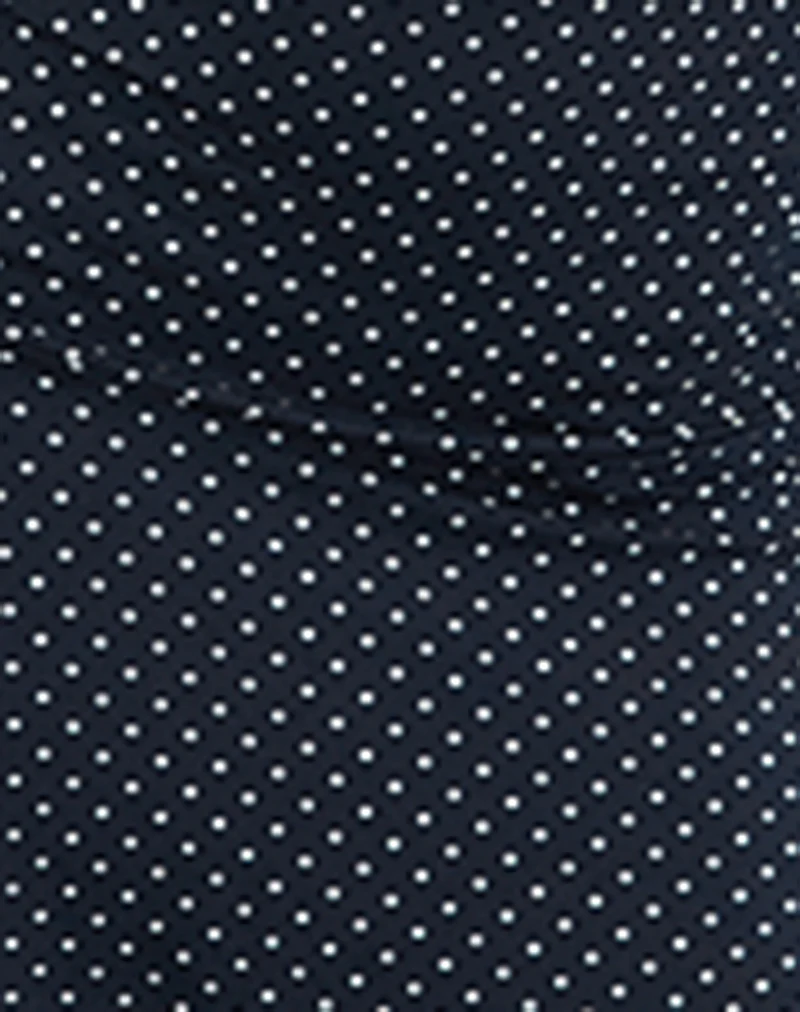 Luscian Plunge Mini Dress in Micro Polka Navy - Image 6