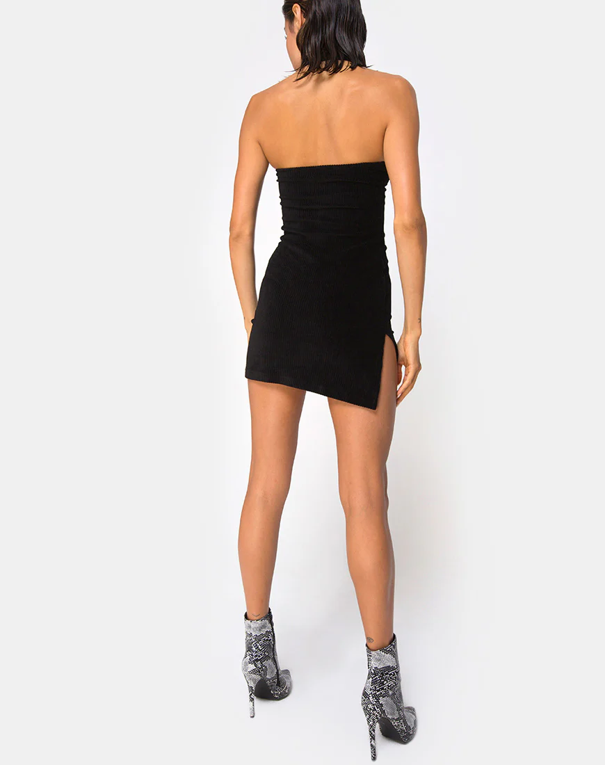 Luste Bodycon Dress in Rib Black - Image 4