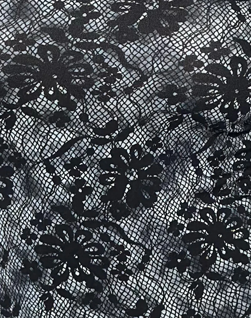 Lutana Bardot Long Sleeve Top in Midnight Floral Grey - Image 5
