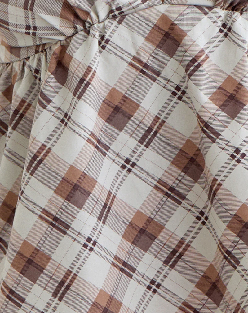Luz Babydoll Top in Angled Check Brown - Image 6