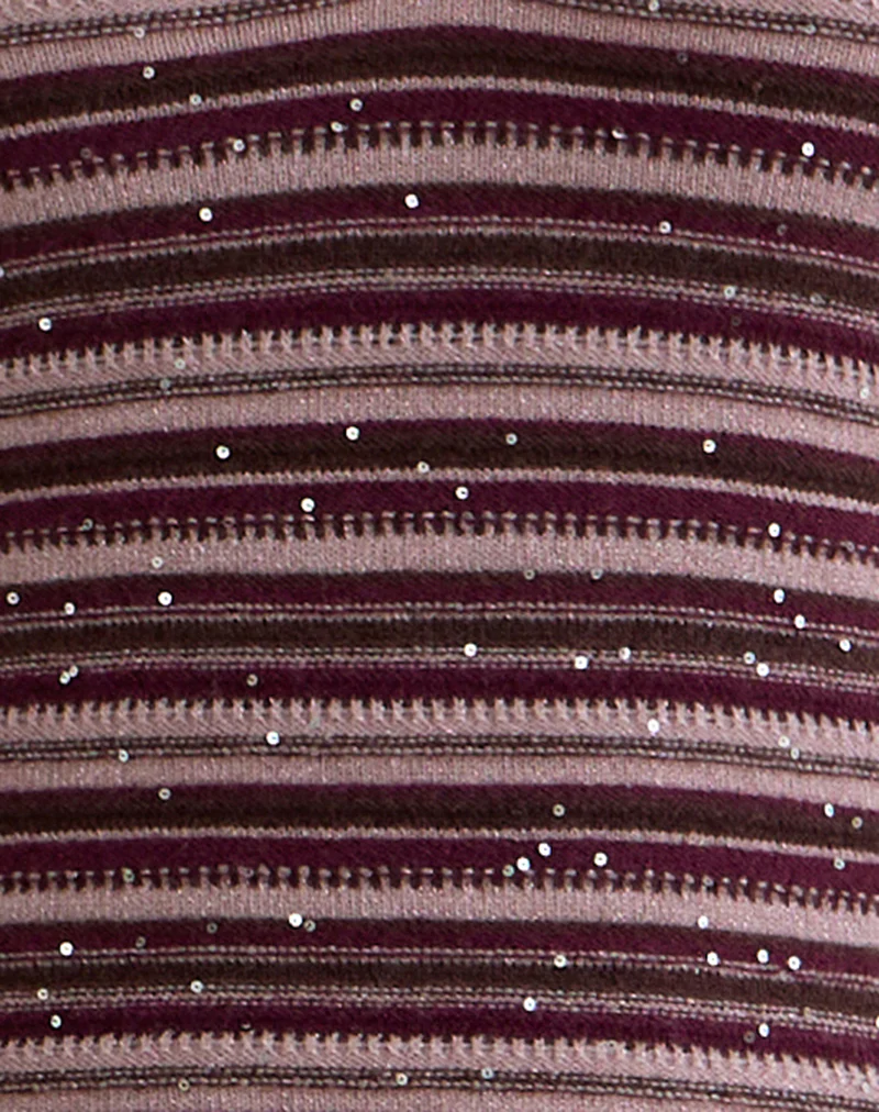 Lycia Plunge Top in Glitter Knit Striped Purple - Image 6