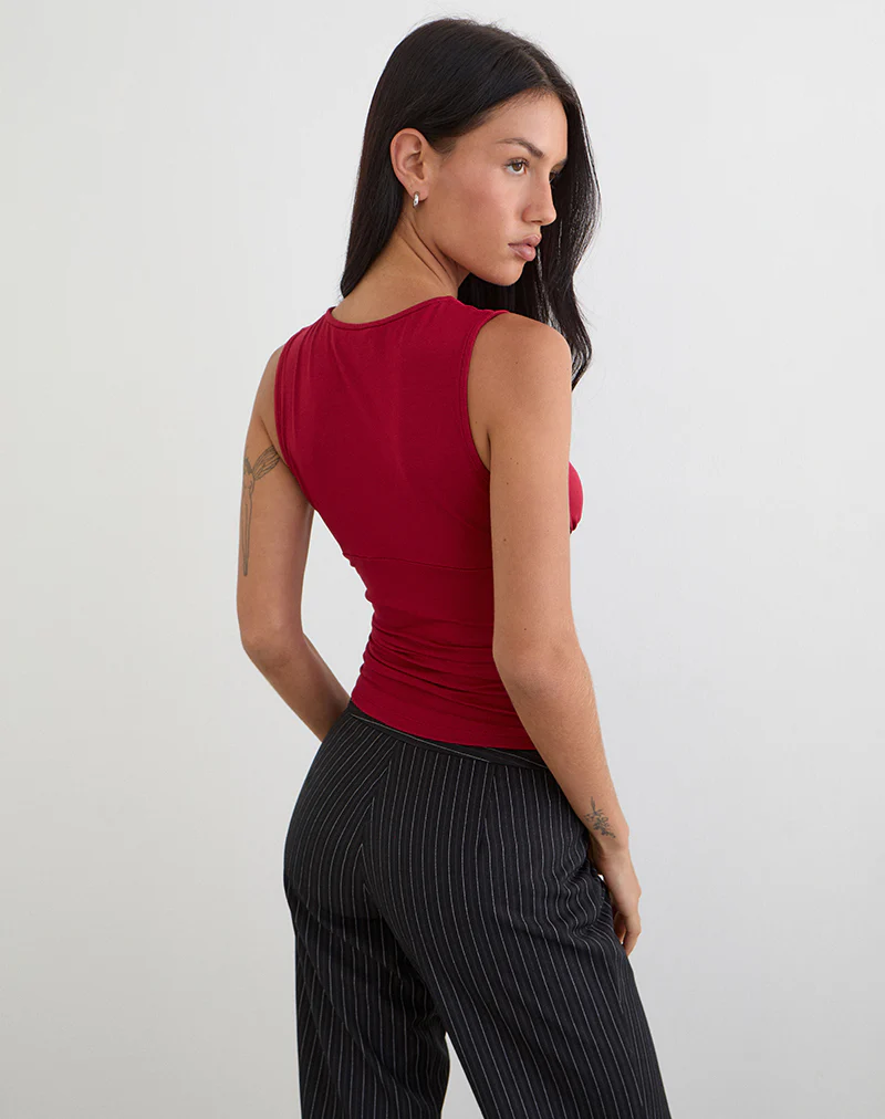Lycia Plunge Top in Adrenaline Red - Image 5