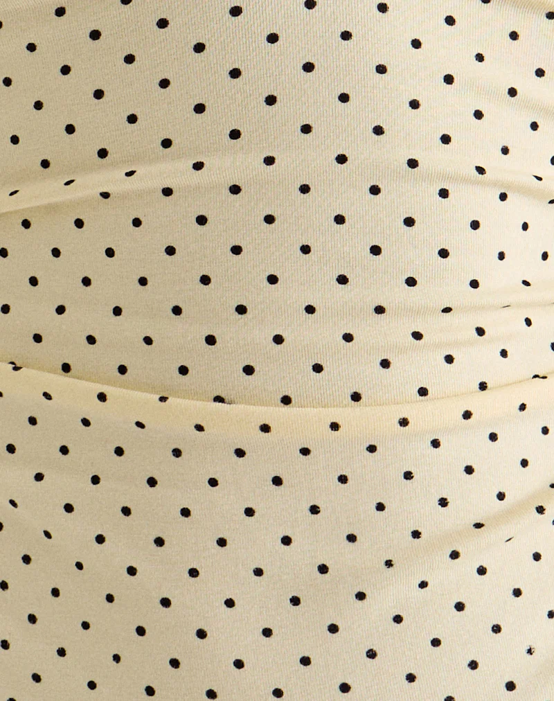 Lycia Plunge Top in Cream with Black Micro Polka Print - Image 8