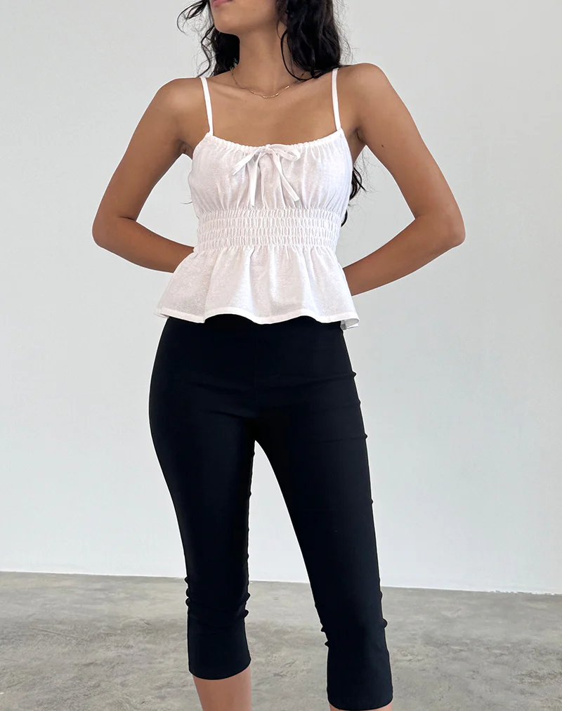 Lyncia Tie Front Cami Top in Off White - Image 2