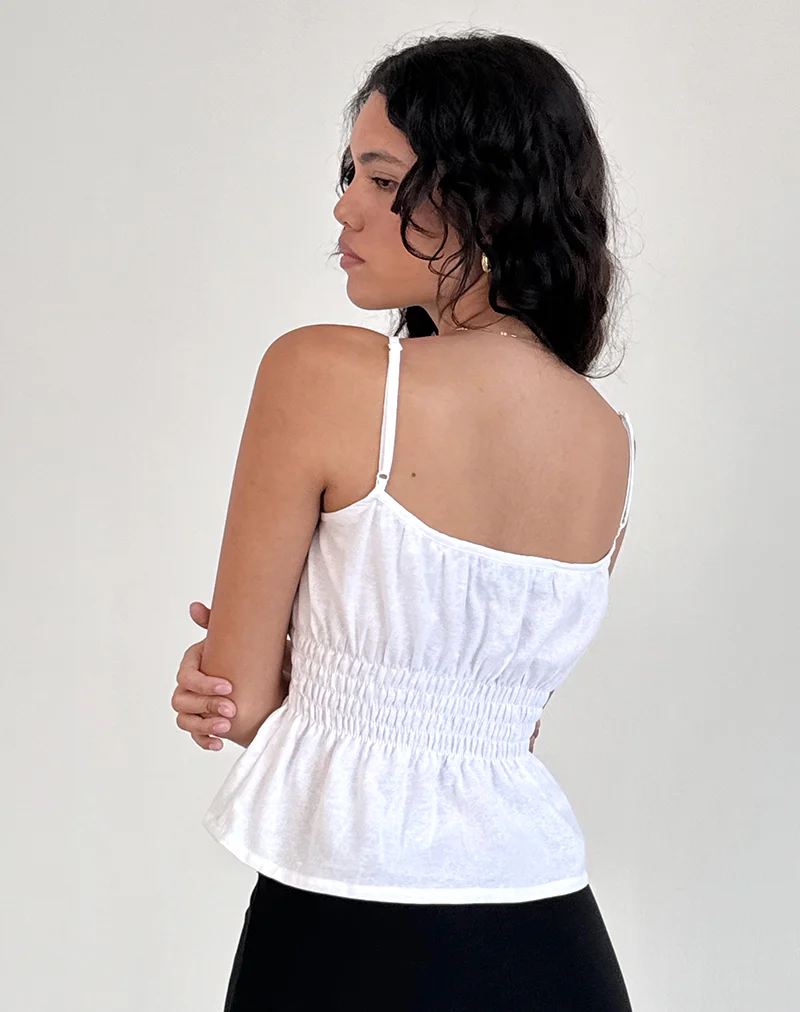 Lyncia Tie Front Cami Top in Off White - Image 4
