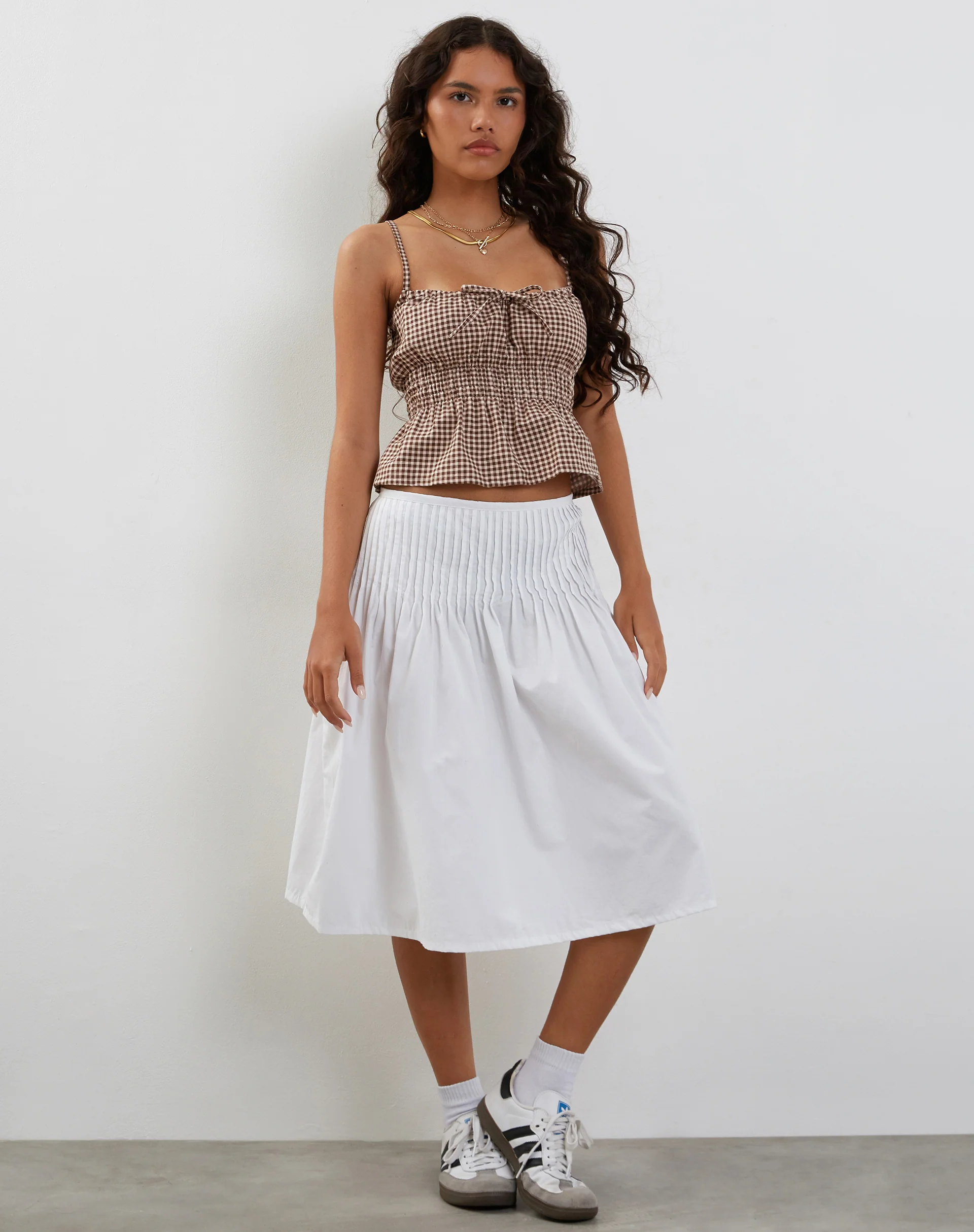 Lyncia Tie Front Cami Top in Mini Gingham - Image 2