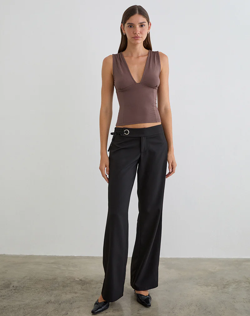 Lynod Plunge Top in Deep Taupe - Image 3