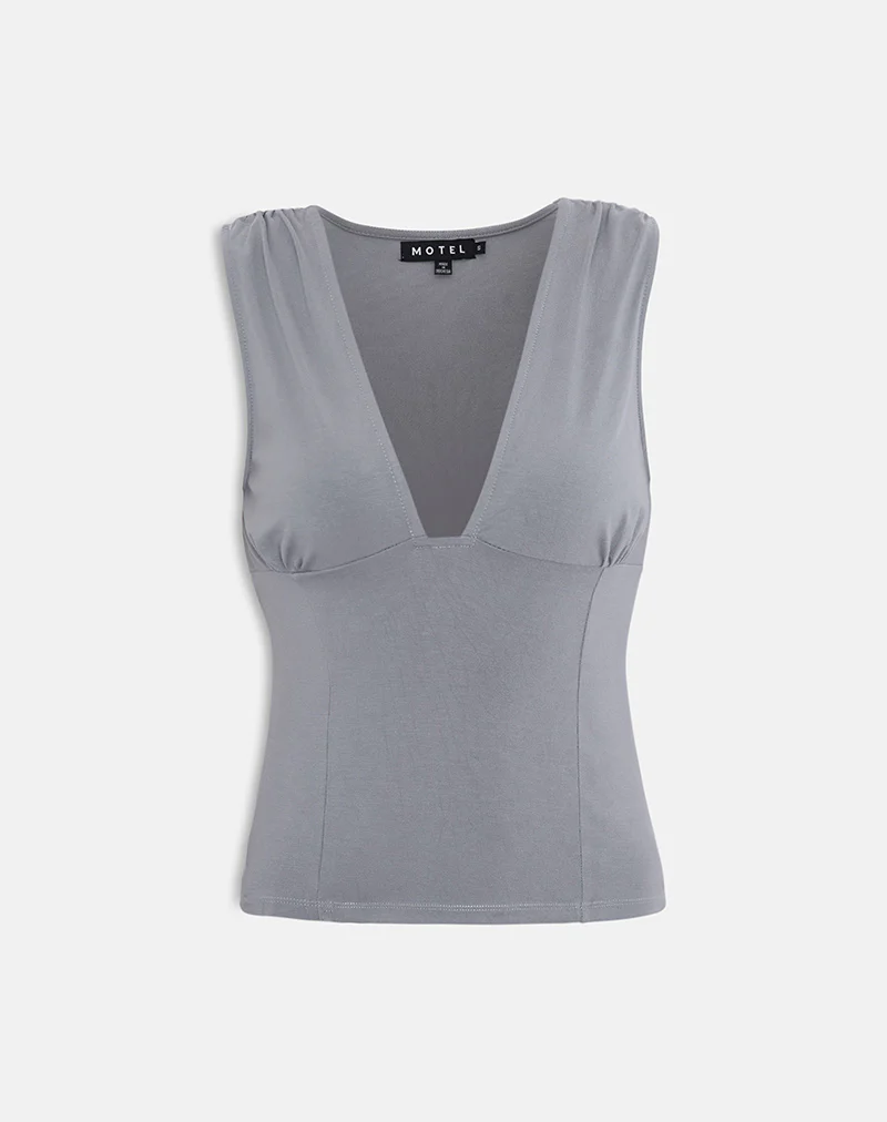 Lynod Plunge Top in Grey - Image 2