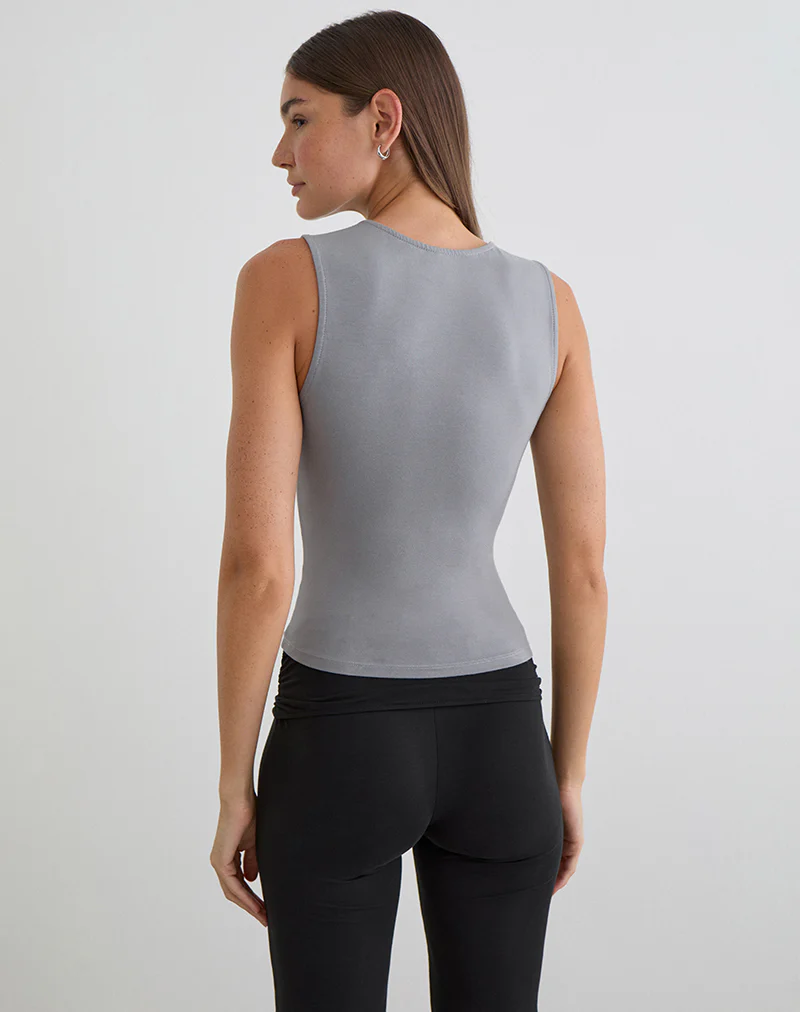 Lynod Plunge Top in Grey - Image 5