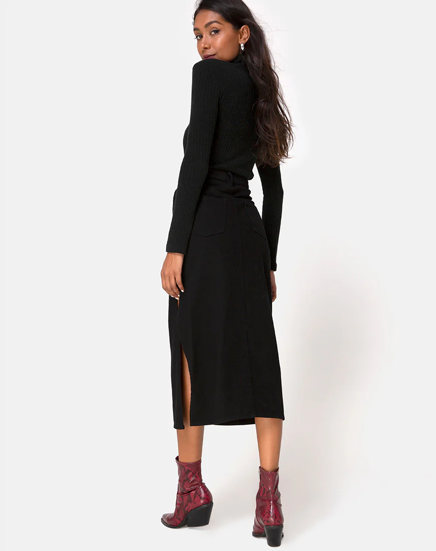 Lyra Midi Skirt in Black - Image 2
