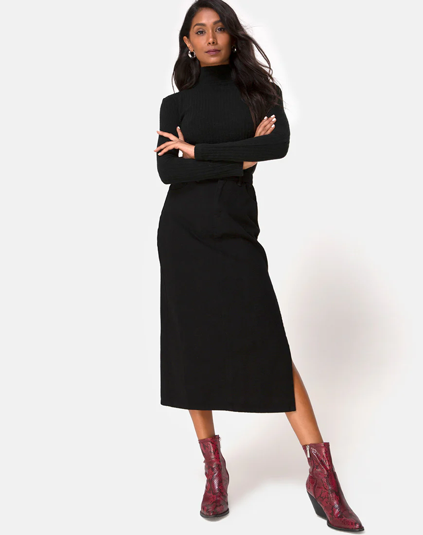 Lyra Midi Skirt in Black - Image 3