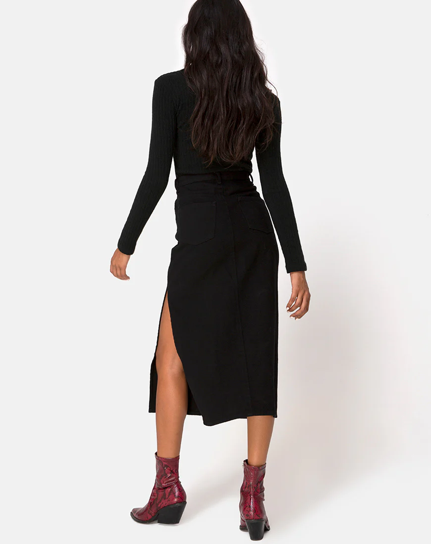 Lyra Midi Skirt in Black - Image 4