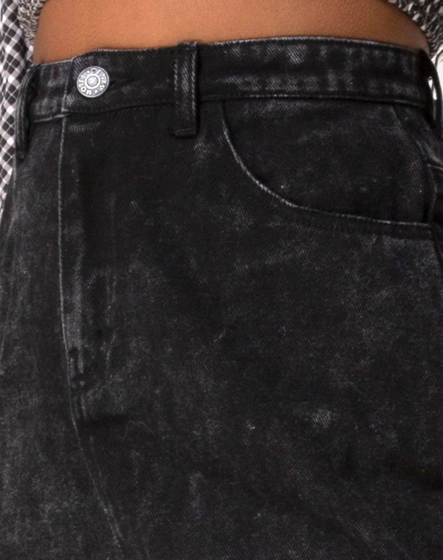 Lyra Midi Skirt in Black Stone Wash - Image 5