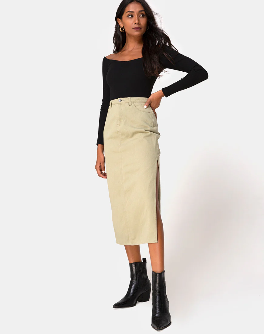Lyra Midi Skirt in Sage - Image 3