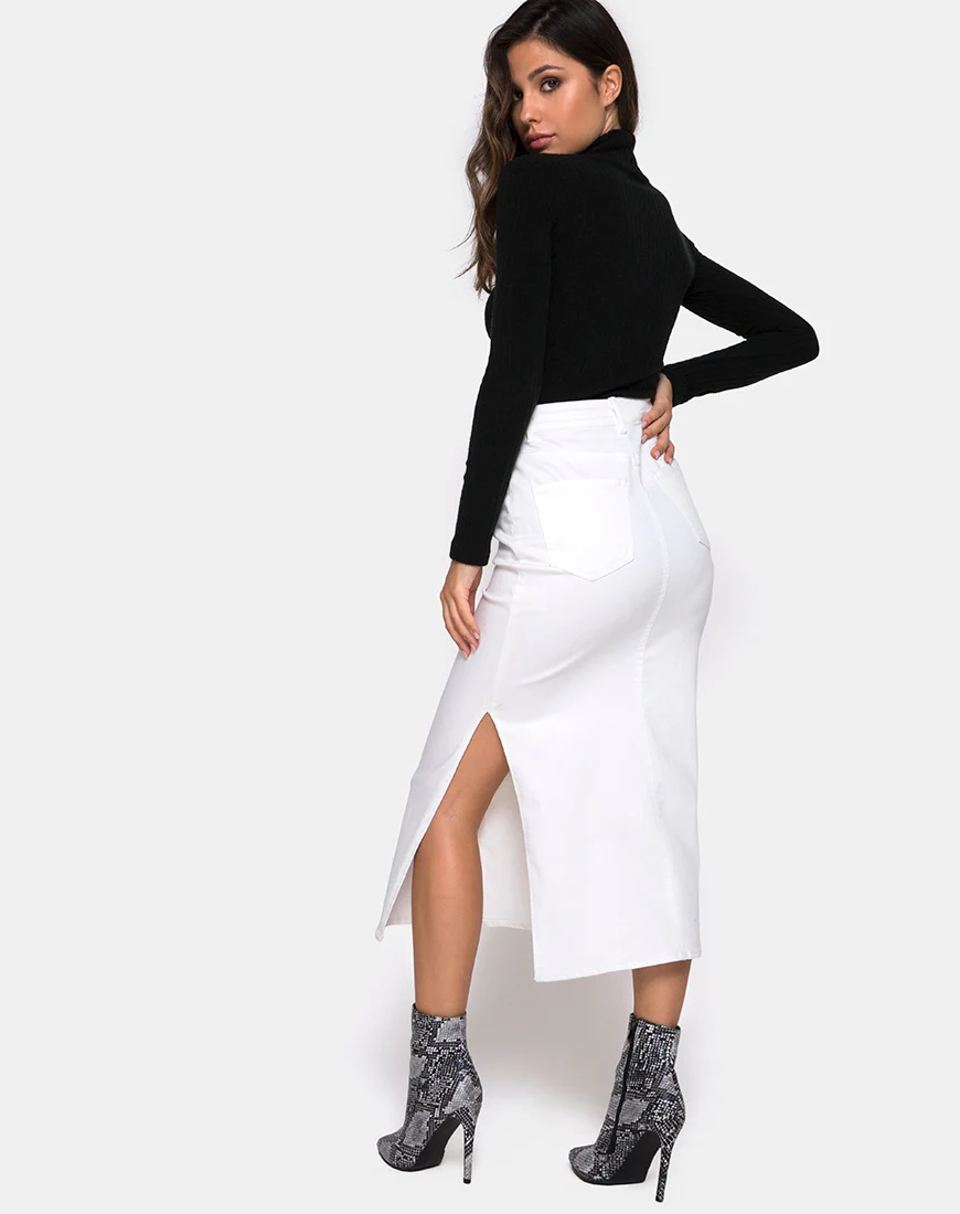 Lyra Midi Skirt in White - Image 2